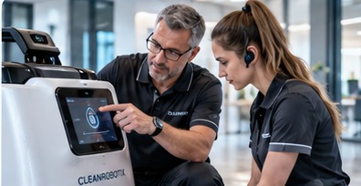 Schulung neuer Mitarbeiter direkt am Reinigungsroboter