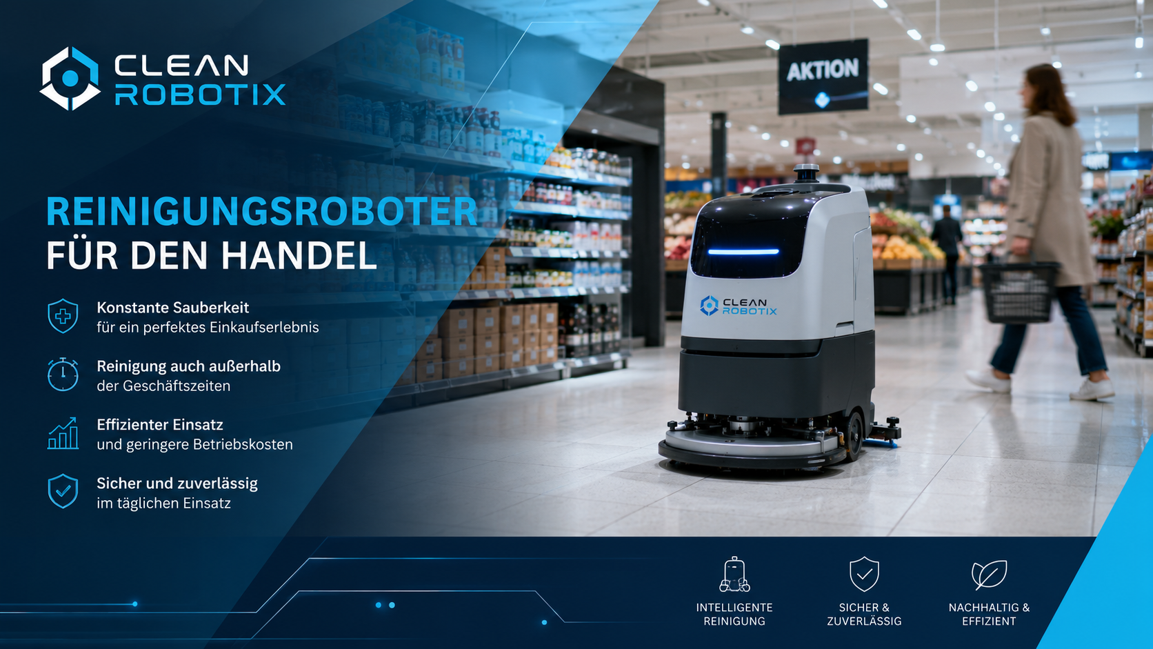 Reinigungsroboter für den Handel – konstante Sauberkeit für ein perfektes Einkaufserlebnis