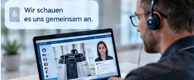 Remote-Support per Videoübergabe an Objektleitung oder CLEANROBOTIX-Support