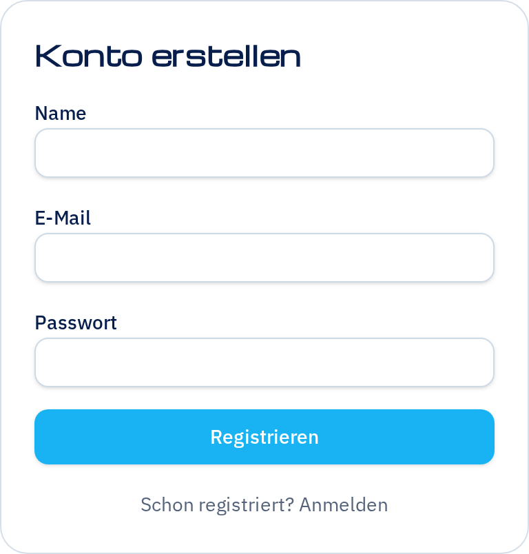 CLEANVOIZ Registrierung: Konto erstellen mit Name, E-Mail und Passwort